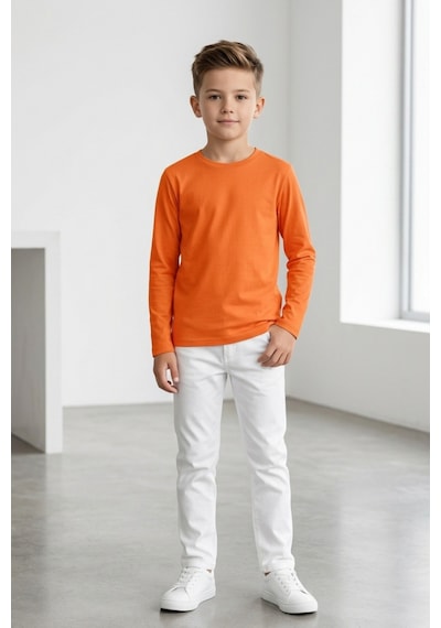 Kiagu Erkek Çocuk Uzun Kollu Basic Düz Tişört %100 Pamuk Bisiklet Yaka T-shirt 2-13 Yaş Turuncu Kiagu Erkek Çocuk Uzun Kollu Basic Düz Tişört %100 Pamuk Bisiklet Yaka T-shirt 2-13 Yaş Turuncu