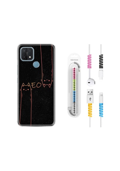 Oppo A15S Kılıf Kablo Koruyuculu Meow 1657