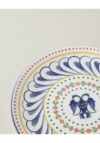Fiesta Talavera Porselen Pasta Tabağı 21 Cm Beyaz - Lacivert