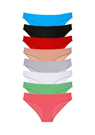 8 Adet Süper Eko Set Likralı Kadın Slip Külot Set 3 Standart
