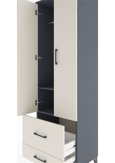 Hyperion Dolap 2 Raflı 2 Çekmeceli Tek Askılı 60x44x195 Antra... Antrasit