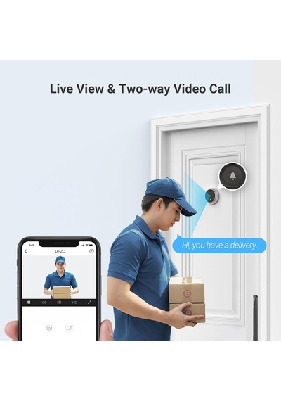 Dp2c 2mp 1080p Kablosuz Akıllı Görüntülü Kapı Dürbünü, Entegre Ekran Ve Kapı Zili, Bataryalı, Pır Hareket Al