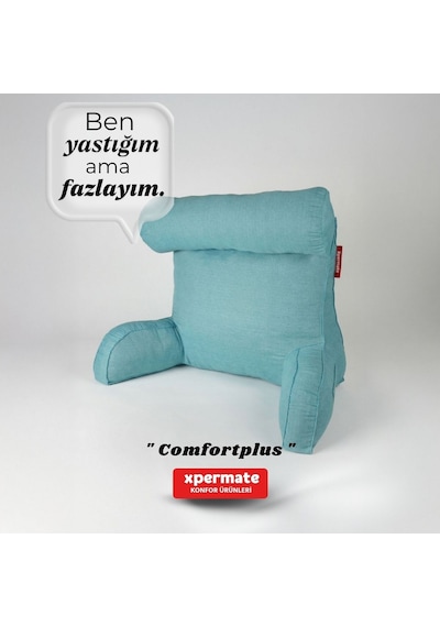 Xpermate TV Yastığı Kollu Okuma Yastığı Sırt Destek Yastığı Yatakta Oturma Kitap Okuma Yastığı Mavi
