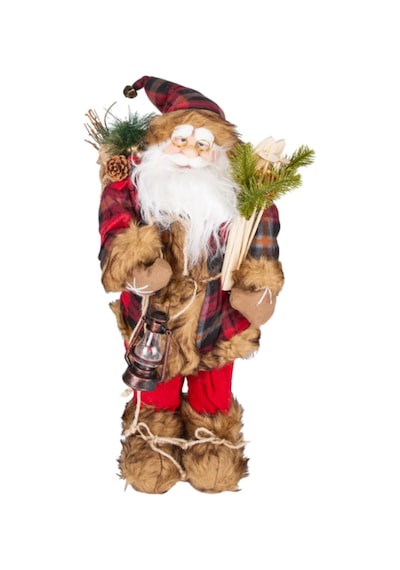 Noel Baba Dekor Kırmızı-siyah Ekose Kumaşlı 26x60cm