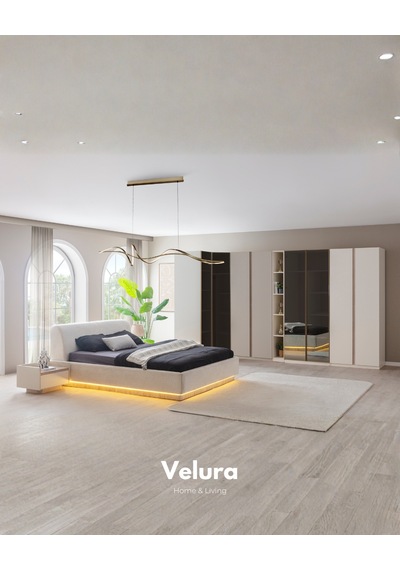 Flora 8 Kapaklı Köşe Dolap & Gardırop Ekru
