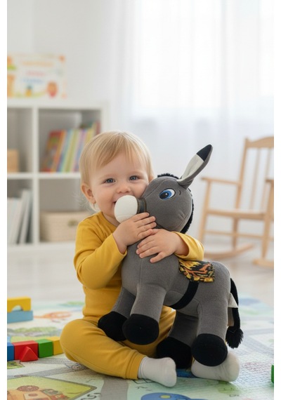 Büyük Boy Sevimli Peluş Eşek 40 Cm Yumuşak Oyuncak Sıpa Peluş Figür Dekoratif Çok Renkli