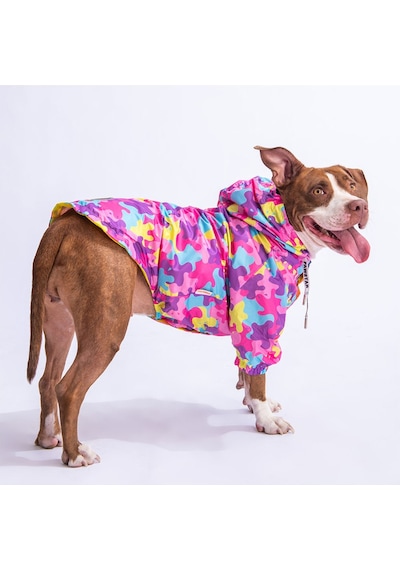 Pawstar Rosea Camouflage Fileli Orta ve Büyük Irk Köpek Montu Yağmurluk