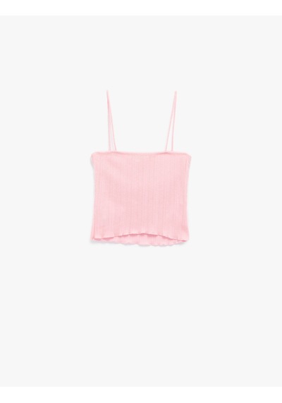 Koton Slim Fit İnce Askılı Crop Atlet Pembe 5sak10692ek Gül