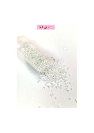 Dökme Cam Kum Boncuk 8/0 3 Mm - 60 Gram - Parlak Beyaz - Bnc194