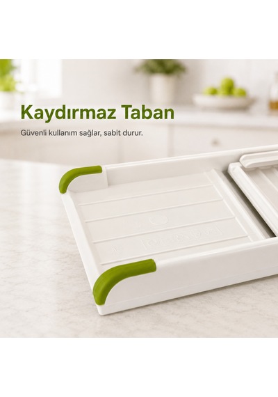 Ayarlanabilir Mandolin Dilimleyici 3 Kademeli Sebze Meyve Dilimleme Aparatı Kaydırmaz Tabanlı Güvenli Tutuculu Sariva Home Beyaz - Yeşil