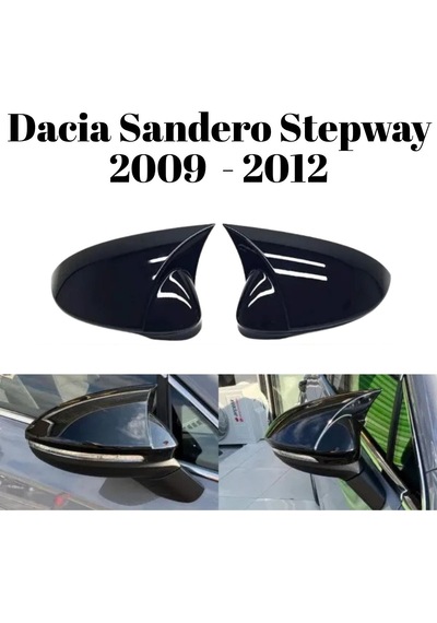 Dacia Sandero Stepway 2009 2010 2011 2012 Uyumlu Yarasa Batman Ayna Kapağı Takımı Parlak Siyah
