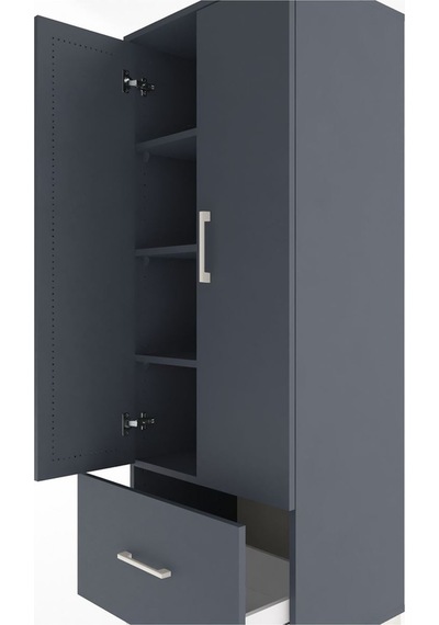 Hyperion Dolap 4 Raflı Tek Çekmeceli 2 Kapaklı 60x44x163 Antr... Antrasit