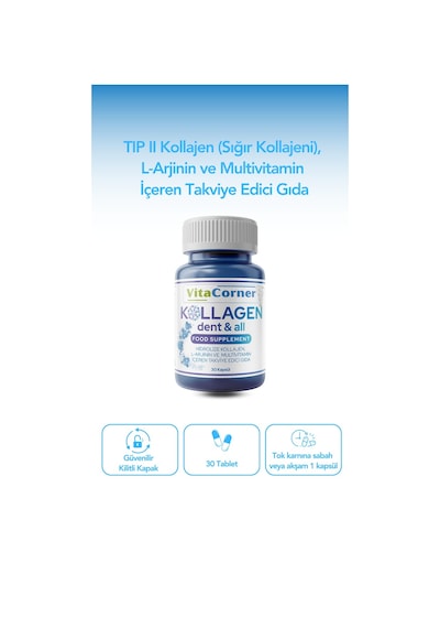 Vitacorner Kollagen Dent & All Takviye Edici Gıda 30 Kapsül