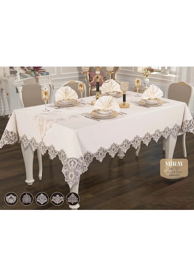 Fransız Dantelli Gardenya 26 Parça Yemek Takımı Miray