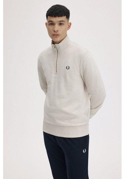 Fred Perry M3574 Half Zip Erkek Sweatshirt Beyaz