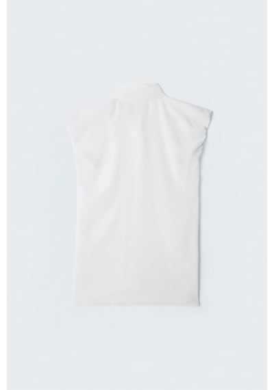 Sateen Kol Detaylı Gömlek - Ekru-137579