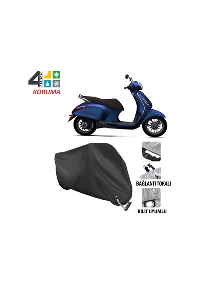 Bajaj Chetak Motosiklet Brandası ( Kilit Uyumlu - Siyah