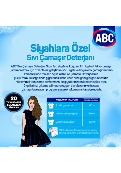 ABC Siyahlara Özel Sıvı Çamaşır Deterjanı 50 Yıkama 3 x 3 L