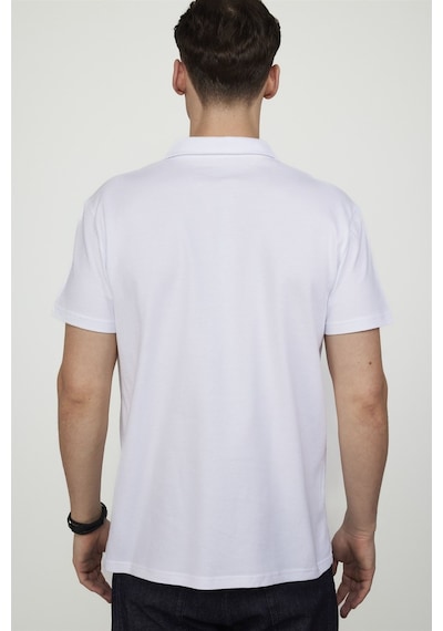 Tudors Slim Fit Desenli Polo Yaka Erkek Beyaz Tişört-27283-Beyaz