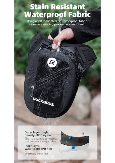 Rockbros Sert Kabuk Reflektörlü Motosiklet Bacak & Göğüs Çantası Siyah
