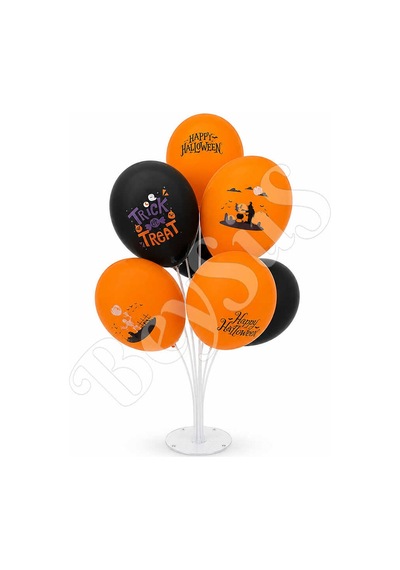 Cadılar Bayramı Standlı Pastel Balon Seti 7li Çok  Renkli