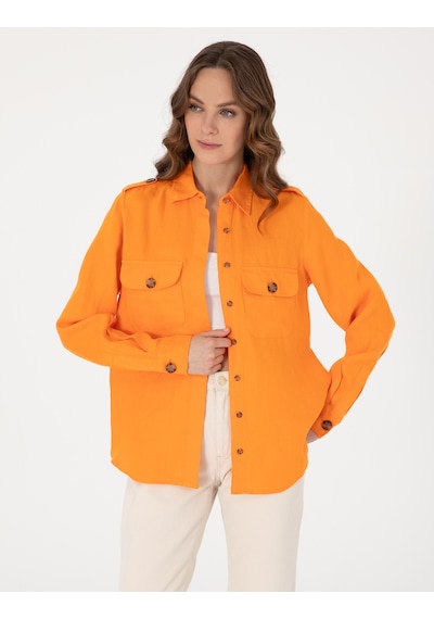 Pierre Cardin Kadın Turuncu Gömlek Desenli 50301079-vr051 Turuncu