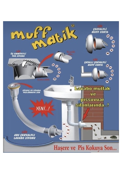 Muffmatik Koku Önleyici Lavabo Sifonu Çekvalf Eviye- Lavabo- Beyaz