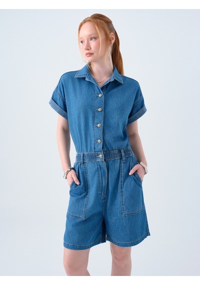 Regular Fit Kadın Tulum Denim