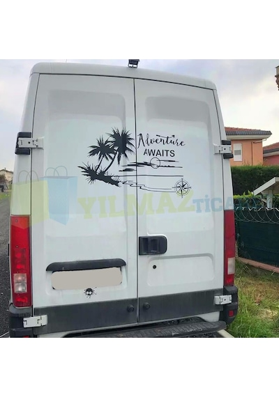 Macera Bekliyor Pusula Ağaç Karavan Oto Sticker Yapıştırma Etiket