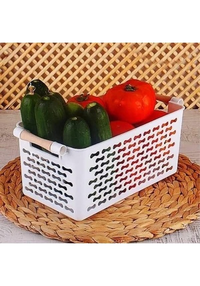 1 Adet Beyaz Çok Amaçlı Plastik Tutacaklı Organizer Sepet, Dolap Içi, Çekmece Ve Banyo Düzenleyici Diğer