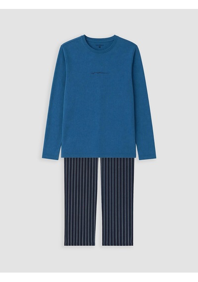 LC Waikiki Lc Waıkıkı Mavi Baskılı Erkek Pijama Takımı