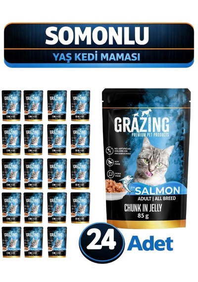 Somonlu Yaş Kedi Maması 85 Gr X 24 Adet Omega Destekli Kedi Yaş Maması