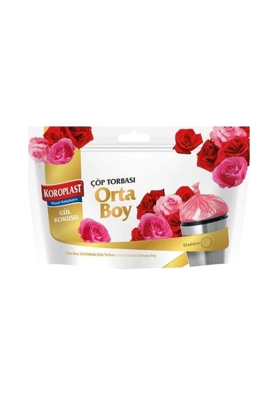 Koroplast Gül Kokulu Orta Boy Çöp Torbası 15'li Pembe 55 x 60 CM