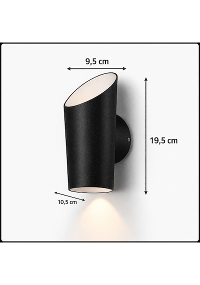 Forlife Fl-1710 2x3w Led Duvar Apliği 3200k Günışığı Petunya Metal Bahçe Duvar Lambası Ip64 Dış Mekan Siyah