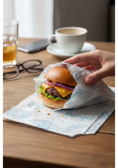13x13 Cm Kalın Hışır Hamburger Poşeti - 2000 Adet - Hijyenik Burger, Tost Ve Sandviç Kılıfı