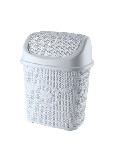 5 Parça Örgü Desenli Plastik Banyo Seti Çamaşır Sepeti Deterjanlık Klik Çöp Kovası Klozet Renkli