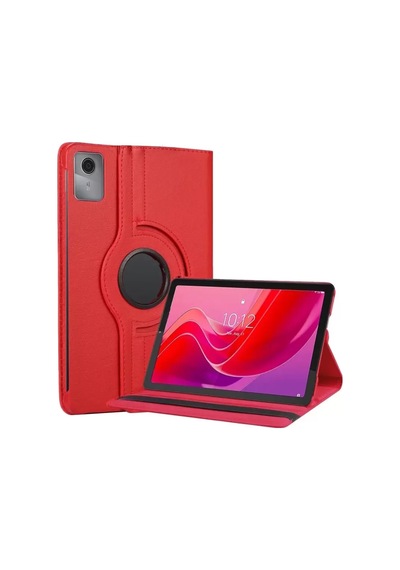 Sh Lenovo Tab M11 Tb330fu 360 Tablet Deri Kılıf - Kırmızı Najmaddin Diğer