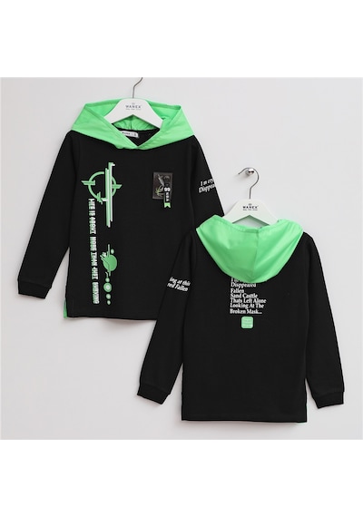 Wanex Erkek Çocuk Kapüşonlu Mevsimlik Sweatshirt - 15767 Siyah
