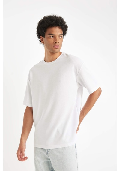 DeFacto Comfort Regular Fit Rahat Kesim Bisiklet Yaka Kısa Kollu Ağır Kumaş Basic Düz Tişört B4444AX24AUWT34