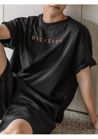 Unisex Siyah Oversiz Decision Baskılı Örme T-shirt Siyah Unisex Siyah Oversiz Decision Baskılı Örme T-shirt Siyah
