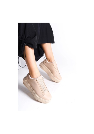 Mevese Sofia Bağcıklı Rahat Taban Kadın Casual Sneaker Ayakkabı - Ten