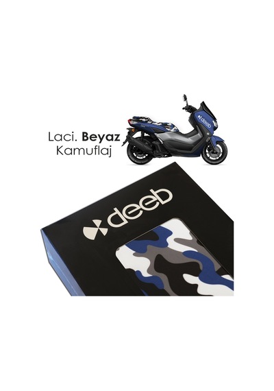 Deeb Yamaha Nmax Kamuflaj Sele Kılıfı Örtüsü Lacivert Beyaz