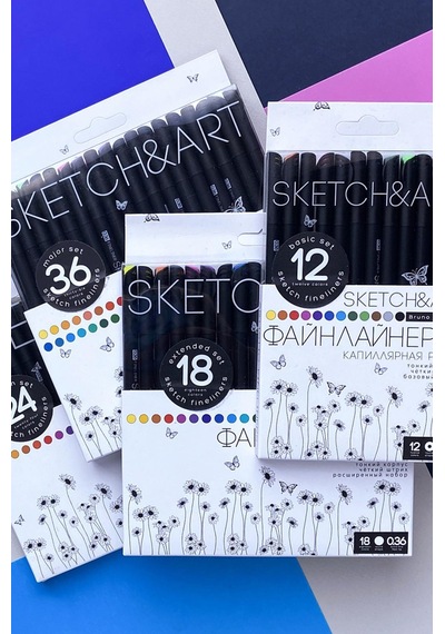 36-0020 Sketch&art Siyah Seri 0,36 Mm İnce Uç Kalem. 36 Renk Antrasit