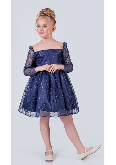 Mnk Baby & Kids Ruche Lipa Kız Çocuk Abiye M00783 Lacivert