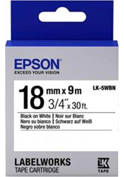 Epson Lk-5wbn Standart Beyaz Üzeri Siyah 18mm 9metre Etiket