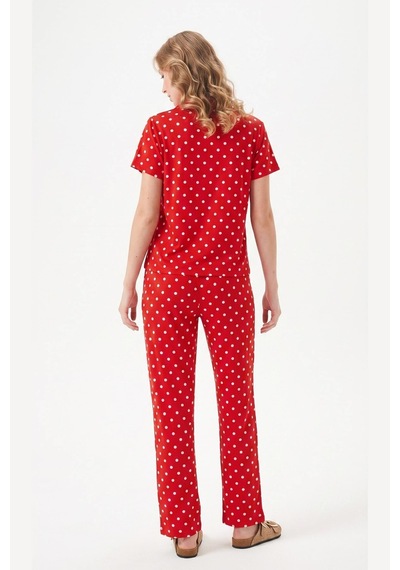 Relax Mode Kadın Kırmızı Viskon Gömlek Pijama Takımı - Lb1002r