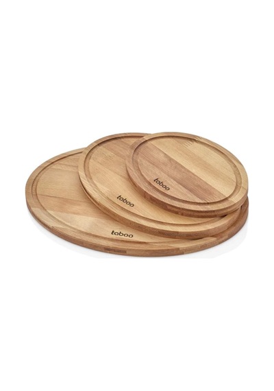 By Sinbo Tab-8182 Oval Kesme Sunum Tahtası 3'lü Set %10 Doğal 15 Mm Ahşap