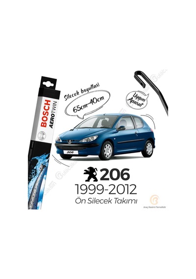 Peugeot 206 Muz Silecek Takımı 1999-2012 Bosch Aerotwin