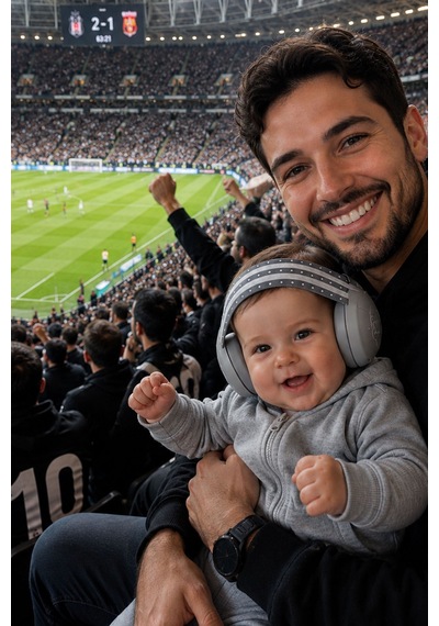 Reyo Bebek Gürültü Önleyici Kulaklık Gürültü Azaltıcı Bebek Kulaklığı 0-3 Yaş Gri