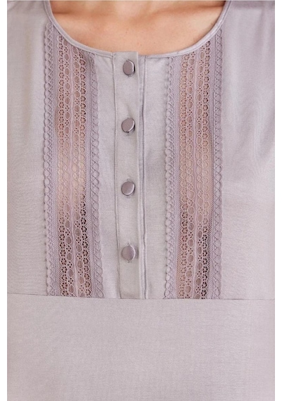 Pierre Cardin 2800 Kadın Royal Dantelli Penye 3'lü Sabahlıklı Pijama Takım 001